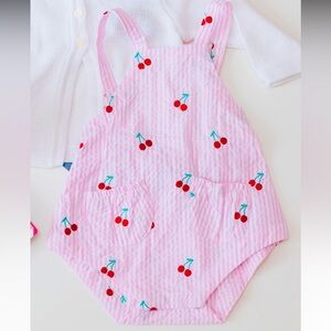 CPC Classic Prep Children’s Wear Pink Cherry Print Baby Romper Bubble Seersucker